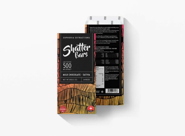 Euphoria Extractions – 500mg Shatter Bar – Milk Chocolate (Sativa) | CannaCured Canada