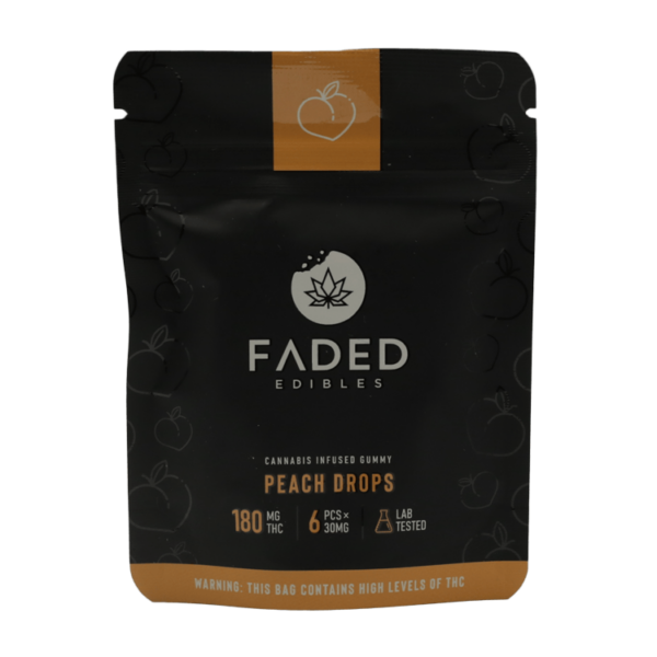 Faded Edibles – Peach Drops – 180mg | CannaCured Canada
