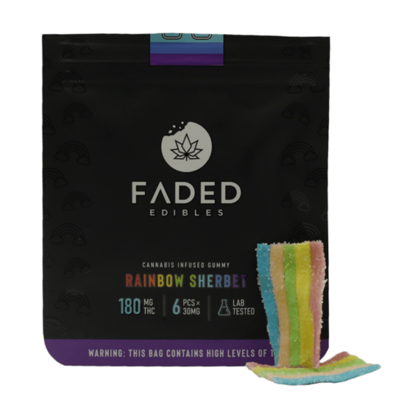 Faded Edibles – Rainbow Sherbet – 180mg | CannaCured Canada