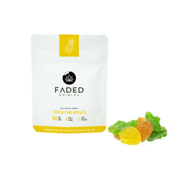 Faded Edibles – CBD 150mg Diced Pineapples | CannaCured Canada