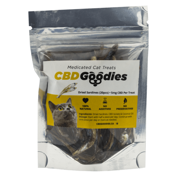 CBD Goodies – Medicated Cat Treats – Dried Sardines – 100mg CBD | CannaCured Canada