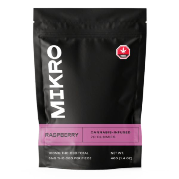 Mikro – 1:1 THC/CBD Gummies – 100mg – Raspberry | CannaCured Canada