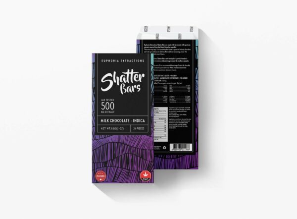 Euphoria Extractions – 500mg Shatter Bars – Milk Chocolate (Indica) | CannaCured Canada